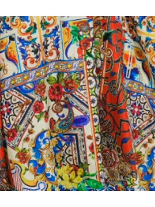 Ble Resort Collection 100% Καφτάνι Παραλίας Κιτρινο/κοκκινο