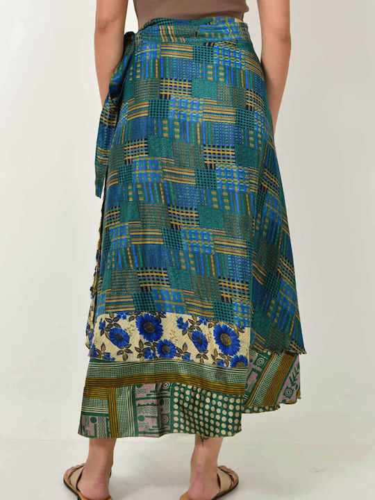 Women's Silk Reversible Boho Skirt Beige 24760