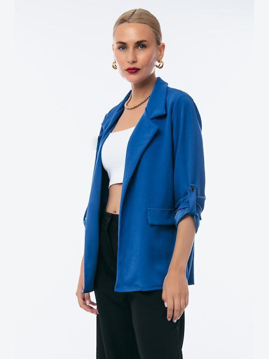 Umgekehrter Ärmel Elektrisch Blauer Blazer