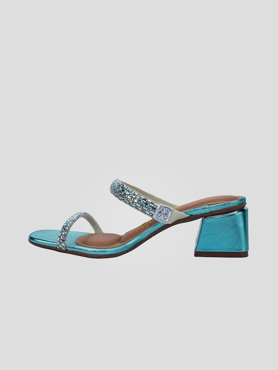 Women's Sandal with Medium Heel Straps Strass 6428.334 Vizzano Cyan