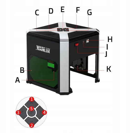 Gravator Laser 3W Lemn Plastic Hârtie Piele Bluetooth K6 Pc Usb Wainlux