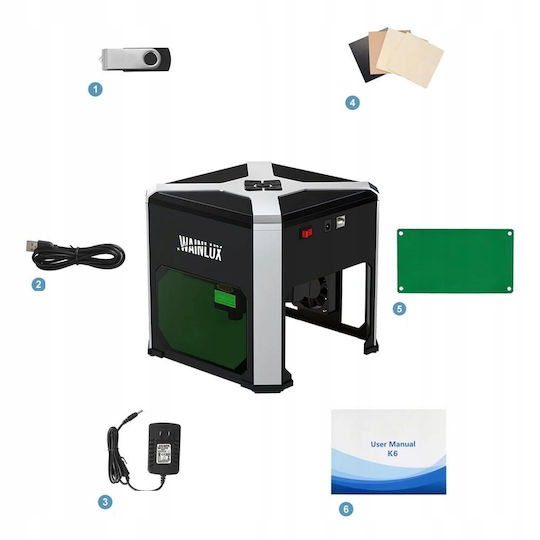 Gravator Laser 3W Lemn Plastic Hârtie Piele Bluetooth K6 Pc Usb Wainlux