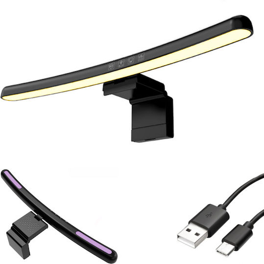 Led Lamp Curved Monitor Rgb Gaming Backlight Visionhub Eye Protection Adjustable 7 Colors Light Temperature Adjustment 3000k-6500k Usb Touch Control Intensity Adjustment