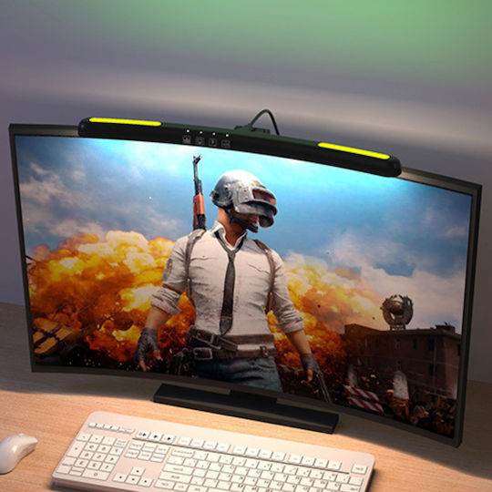 Led Lamp Curved Monitor Rgb Gaming Backlight Visionhub Eye Protection Adjustable 7 Colors Light Temperature Adjustment 3000k-6500k Usb Touch Control Intensity Adjustment