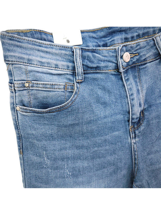 Damen Bermuda Jean Blau
