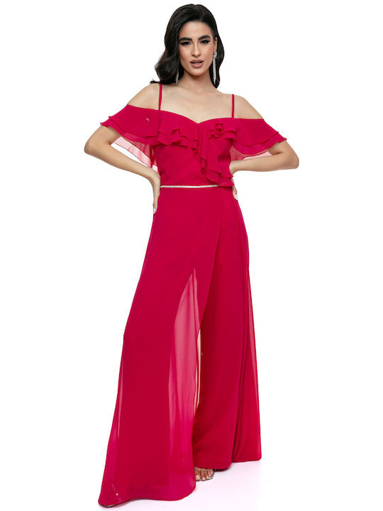 Eleganter Schulterfreier Volant-Jumpsuit