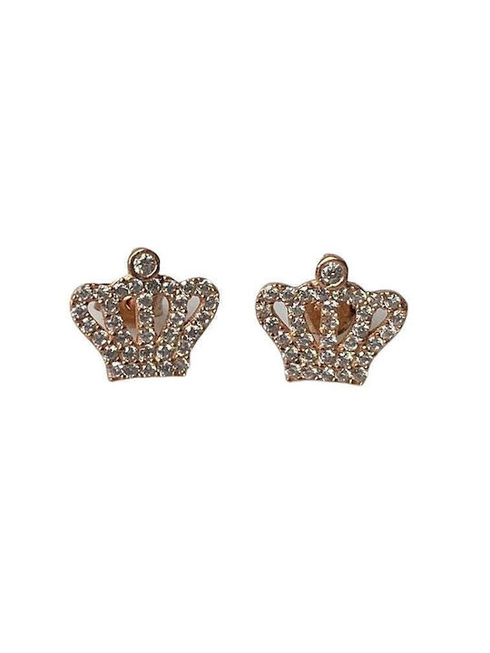 925 Silver Crown Earrings Blown Rose Gold