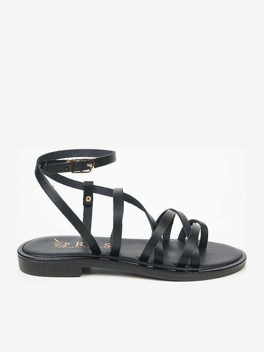 Women's Handmade Leather Sandals Ancient Greek Style Black 151235