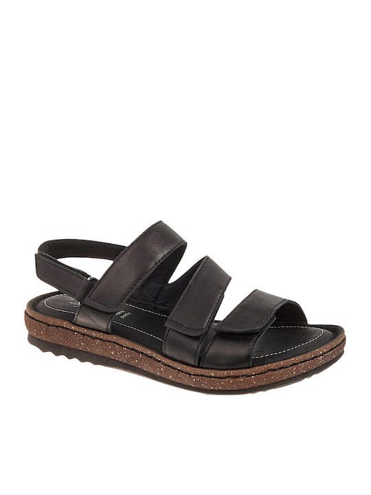 Relax 24024 Damen Ledersandalen Schwarz Klettverschluss