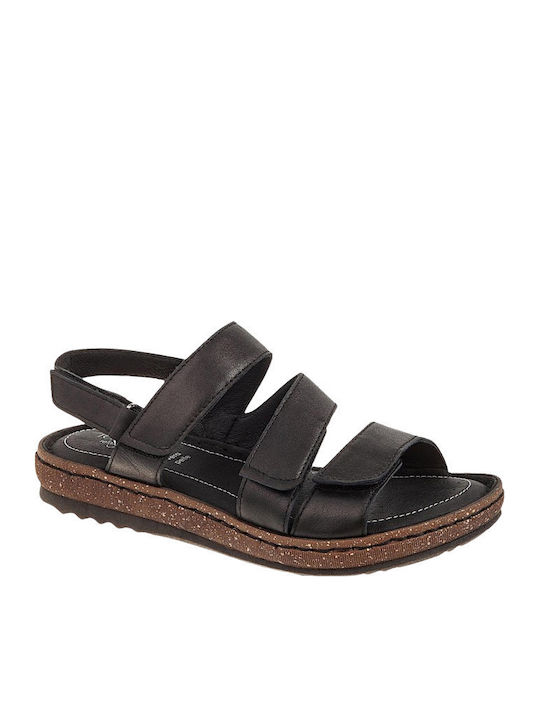 Relax 24024 Damen Ledersandalen Schwarz Klettverschluss