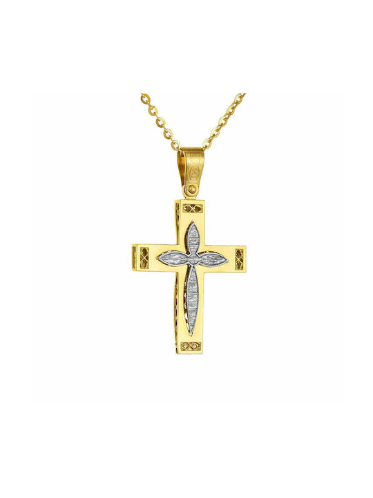 Ioannis Kosmima Damen Gold Kreuz 14K mit Kette