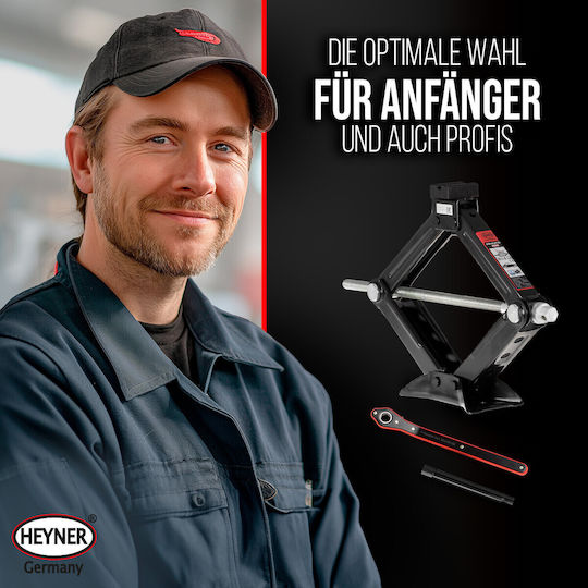 Heyner Hand Operated Scissor Jack with Lifting Capacity up to 38cm and Weight Capacity up to 1.5 Tons