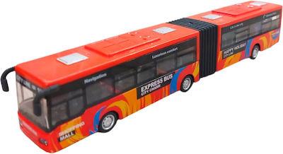 Red Metal Tourist Bus with Lights and Sounds 27cm Friction Movement