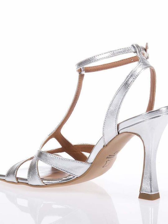 Toutounis Leder Damen Sandalen in Silber Farbe