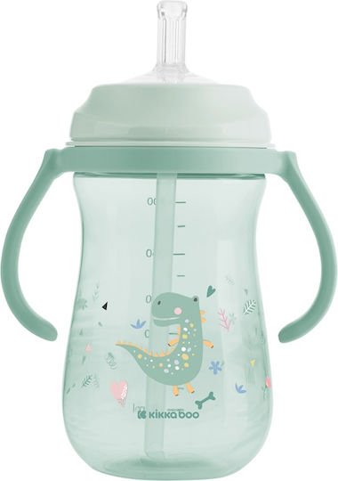 Kikka Boo Baby Cup with Handles and Straw made of Silicone Green 300ml for 8m+m+