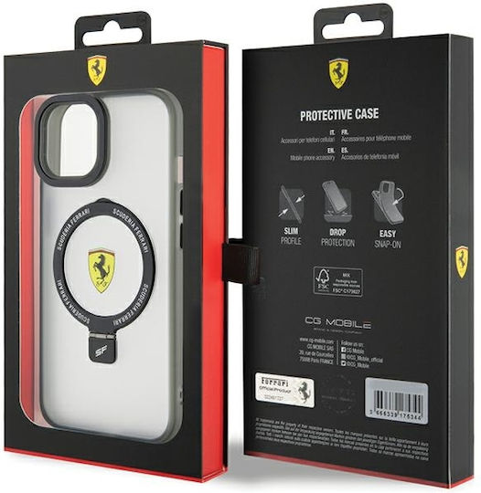 Ferrari Umschlag Rückseite Kunststoff / Silikon Schwarz (iPhone 15)