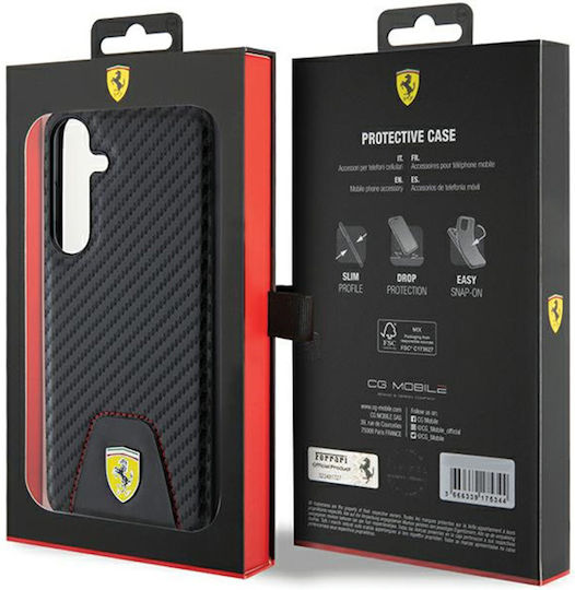 Ferrari Umschlag Rückseite Synthetisches Leder / Leder Schwarz (Galaxy S24+)