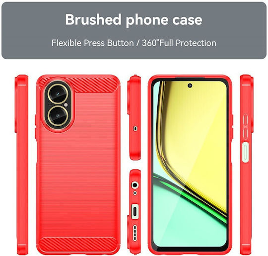 Brushed Carbon Back Cover Silicon Roșu (Realme C67)