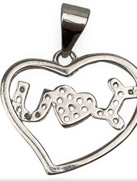 925 Silver Heart Pendant I Love U