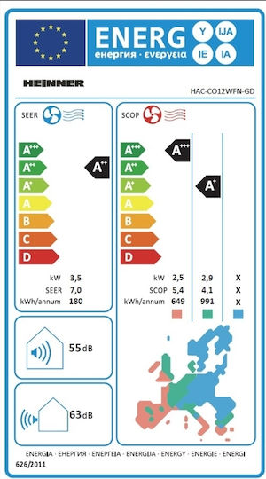 Heinner Κλιματιστικό Inverter 12000 BTU A++/A+ με WiFi Λευκό / Χρυσό