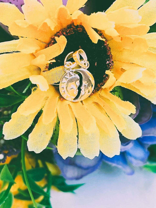 925 Silver Pendant Jolie Silver Sun Moon Model 18 X 12 Mm 1.2 G