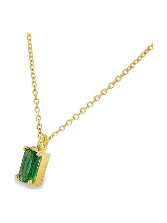 Xryseio Necklace Solitaire From 9 K Gold With Green Zircon