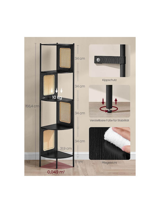 Eckbibliothek Ebony Black 31.9x31.9x156.4cm