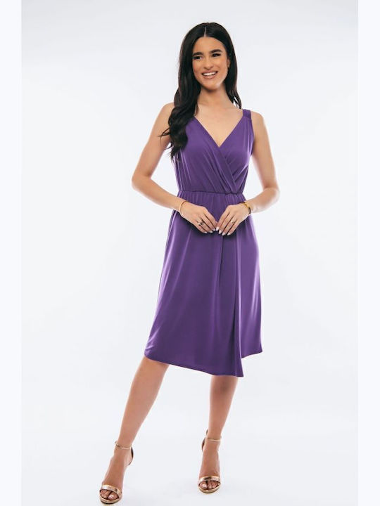 Summer Midi Dress Wrap Purple