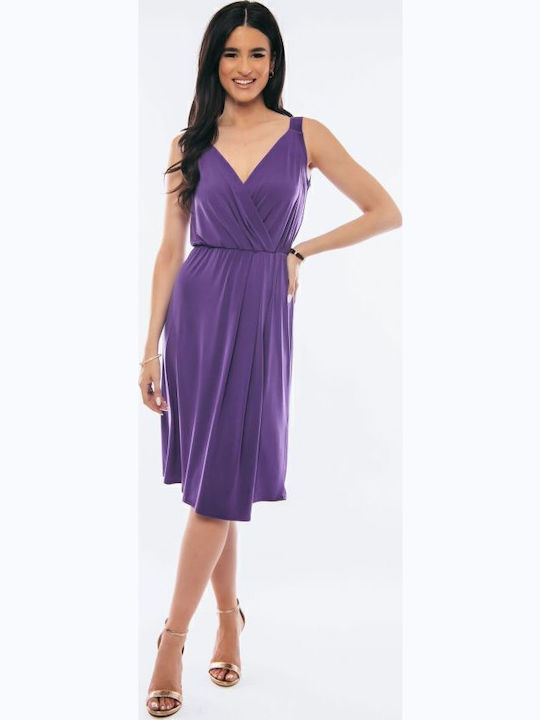 Summer Midi Dress Wrap Purple