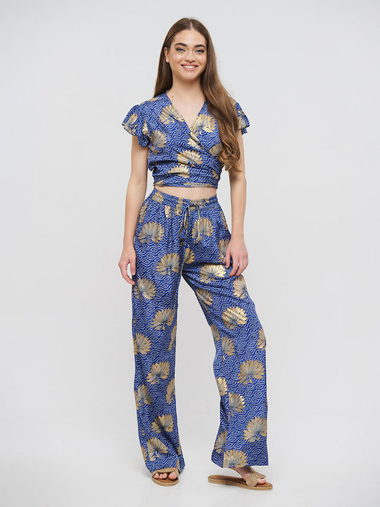 Γυναικεία Παντελόνα Floral μπλε