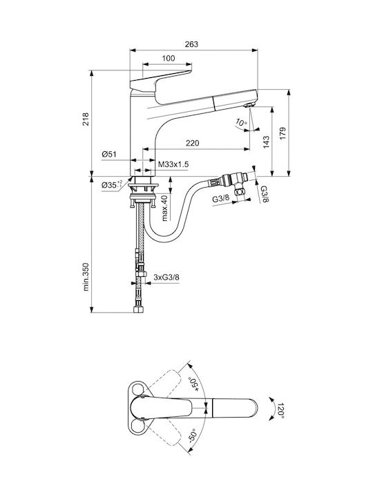 Ideal Standard Ceraplan Iii Μπαταρία Κουζίνας Πάγκου