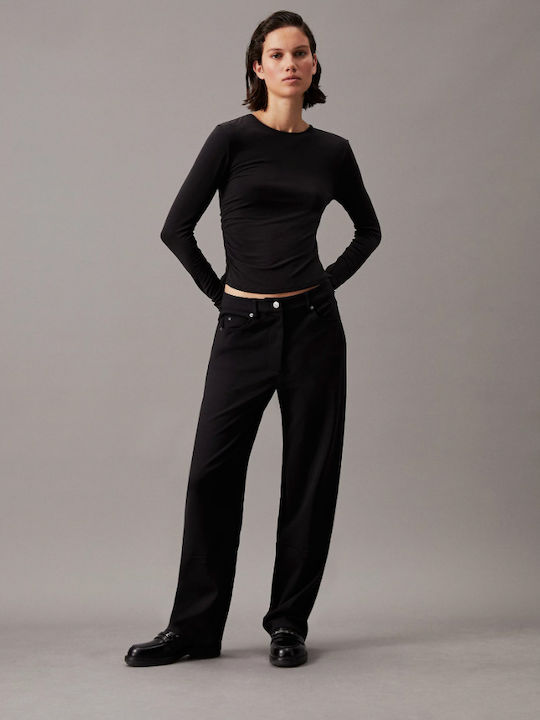 Dama Tesatura Pantaloni cu Croială Slim Black