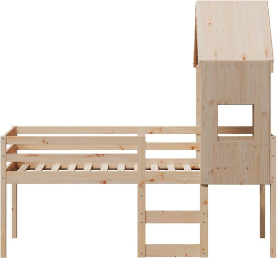 Kids Bed Loft Bed Single Beige for Mattress 90x190cm