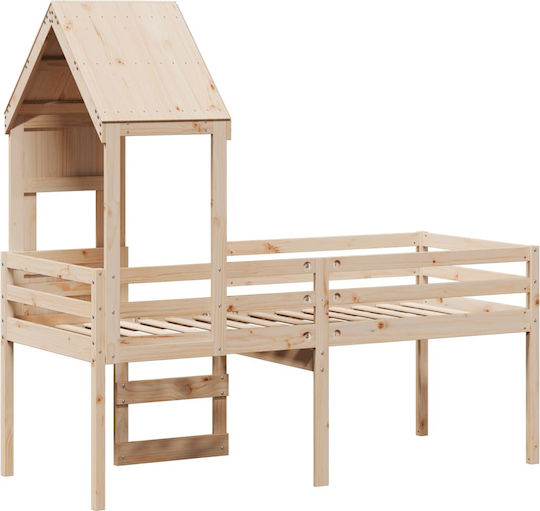 Kids Bed Loft Bed Single Beige for Mattress 90x190cm