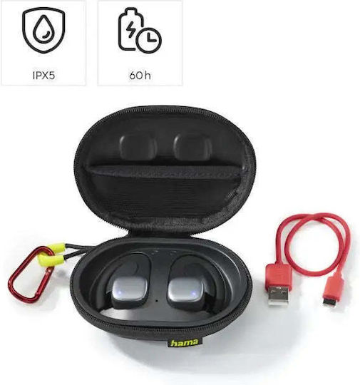 HAMA Spirit Athletics In-Ear Bluetooth-Freisprecheinrichtung Kopfhörer mit Schweißresistenz und Ladeetui Black/Yellow
