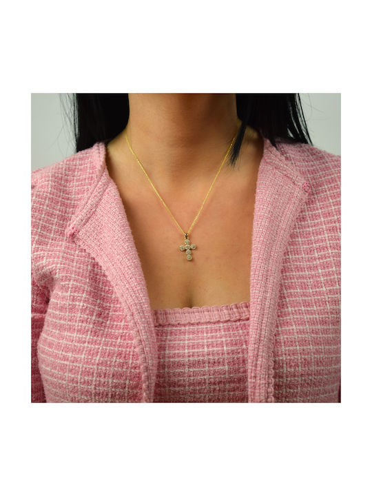 Xrisokosmima Damen Gold Kreuz 14K mit Kette