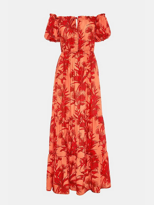 Lynne Maxi Dress with Ruffle Orange