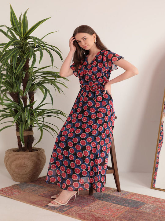 Maxi Dress with Ruffle Grapefruit