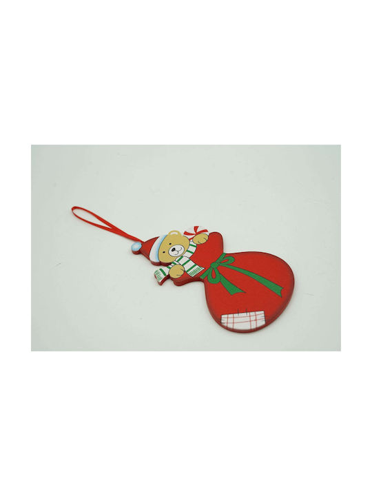 Ornament suspendat Ursulet Din lemn Roșu 7.5x14buc