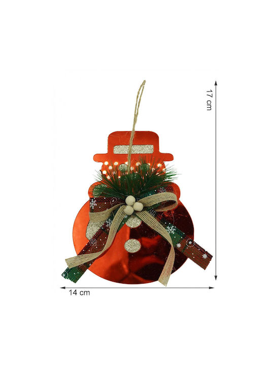 Hanging Snowman Ornament Red 17x14cm