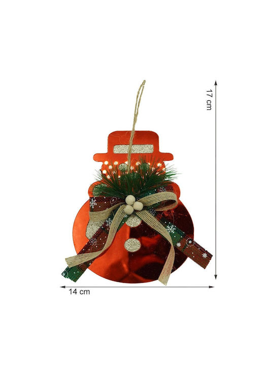 Hanging Snowman Ornament Red 17x14cm