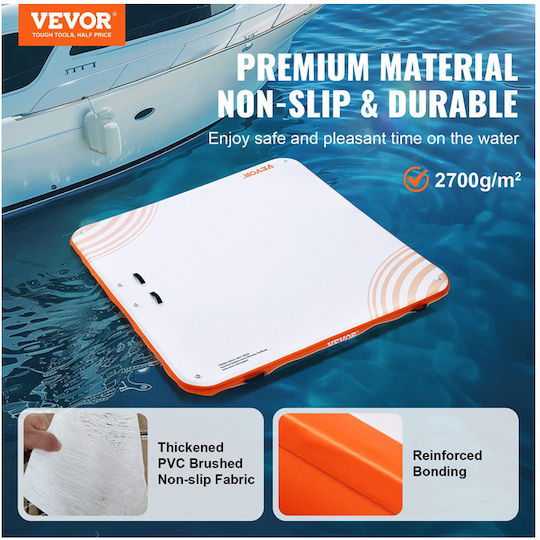 Vevor Inflatable Floating Dock with Handles White 213x213cm