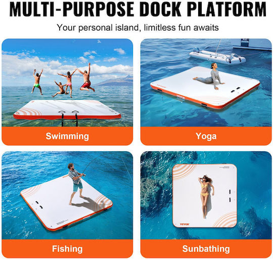 Vevor Inflatable Floating Dock with Handles White 213x213cm