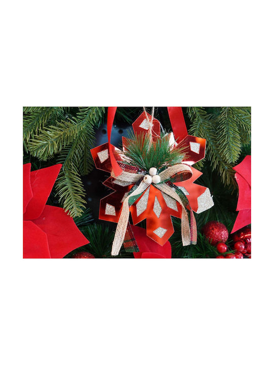 Ornament suspendat Fulgi de zăpadă Roșu 15x15buc