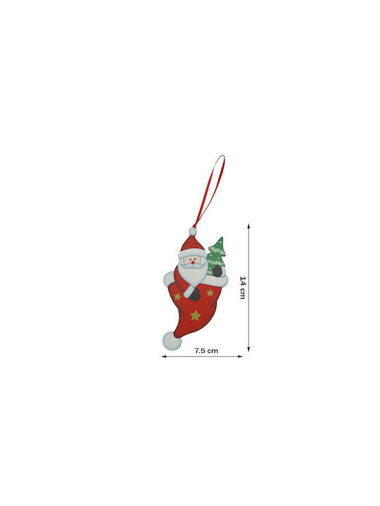 Hängender Schneemann Ornament Hölzern Rot 8x8cm