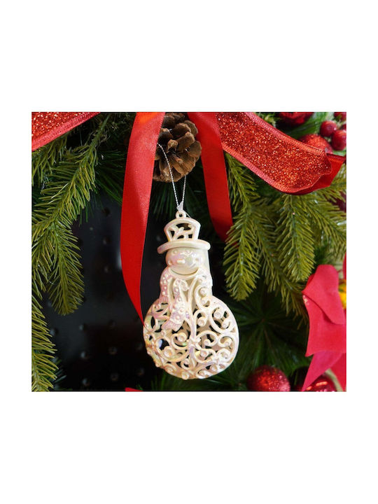 Hängender Schneemann Ornament Kunststoff 13x8cm