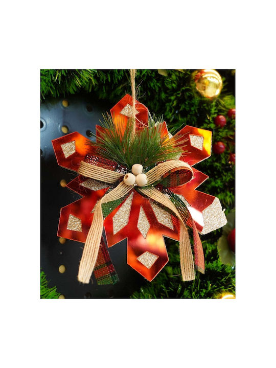 Ornament suspendat Fulgi de zăpadă Roșu 15x15buc