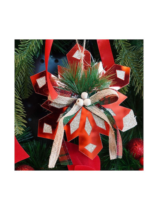 Ornament suspendat Fulgi de zăpadă Roșu 15x15buc