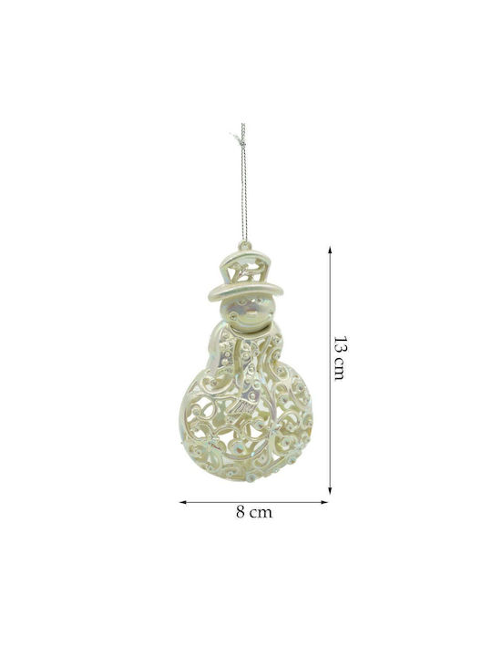 Hängender Schneemann Ornament Kunststoff 13x8cm