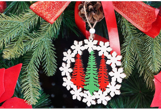 Hanging Ornament Wreath Wooden Multicolour 9.5x9.9cm